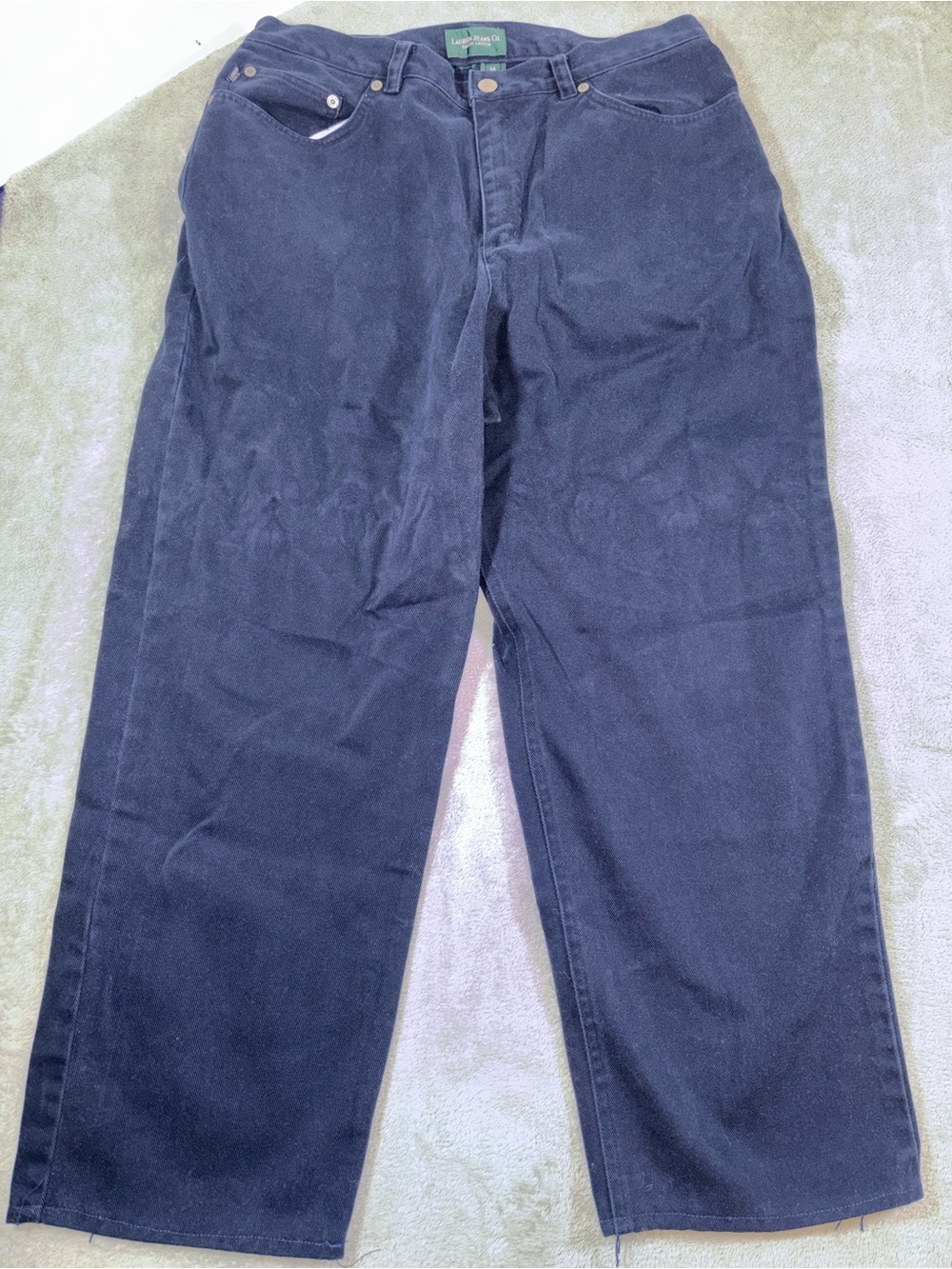 Lauren Jeans Co. Wide Leg Denim Pants Dark Wash Size 14 High Rise